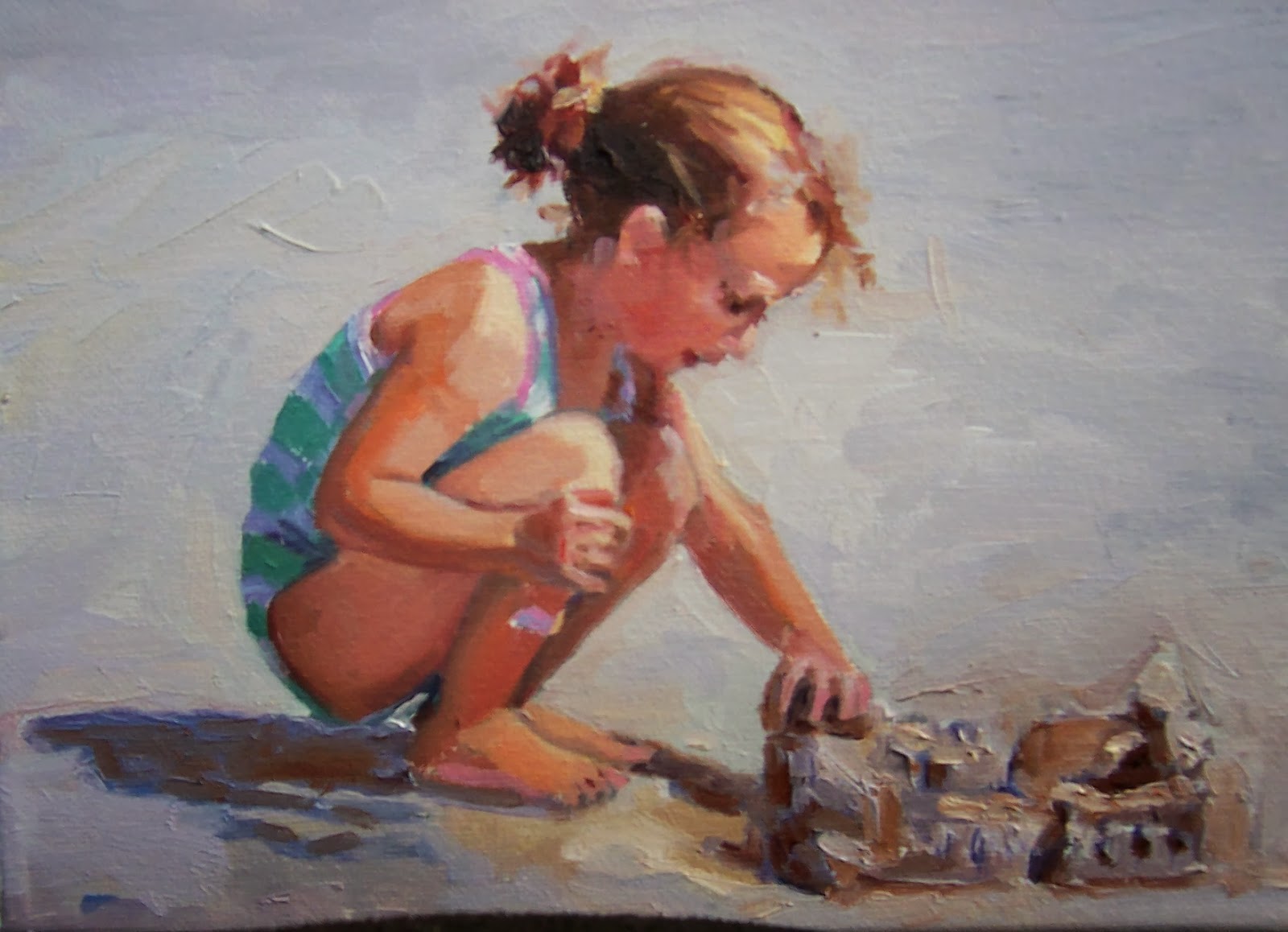 Art Every Day : Sand Castle, Figure, oil on canvas,8x10,price$300