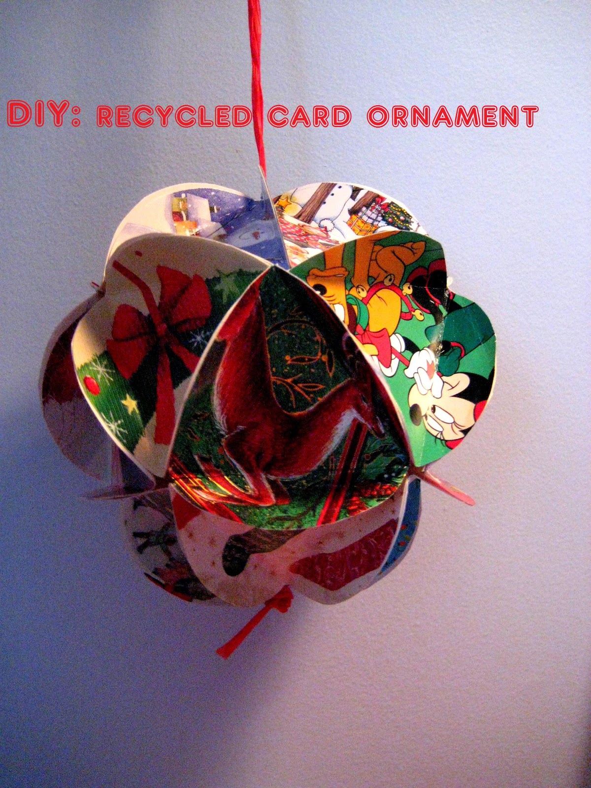 Needles and Wool DIY  Recycled  Card Ornament