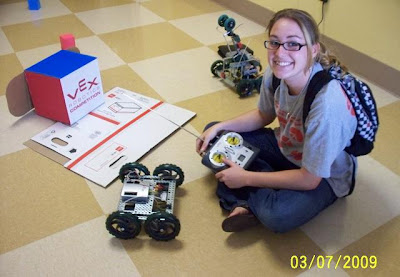 Stephaine working on the VEX Tumbler