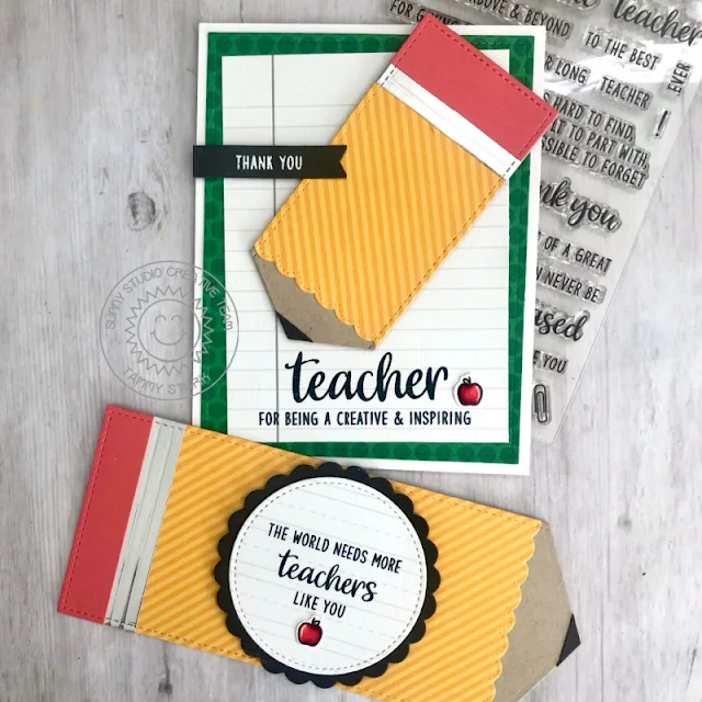 Sunny Studio Stamps: Teacher Appreciation Fishtail Banner Dies Cards by Tammy Stark