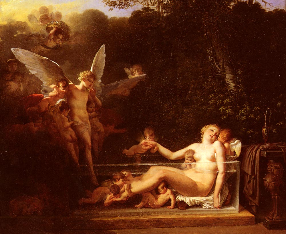 Jean-Baptiste Mallet: Nymphe au bain, environnée d'Amours