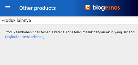 Mengatasi Produk Tambahan tidak Tersedia Akun yang Diinangi