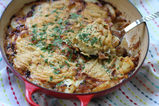 Food Lust People Love: Pure comfort food, tartiflette is made with potatoes, bacon and lots and lots of melty cheese. Make it and serve it to someone who could use some love today.