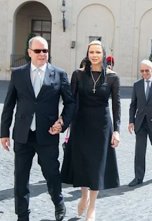 Prince Albert and Princess Charlene meet Pope Francis in Vatican