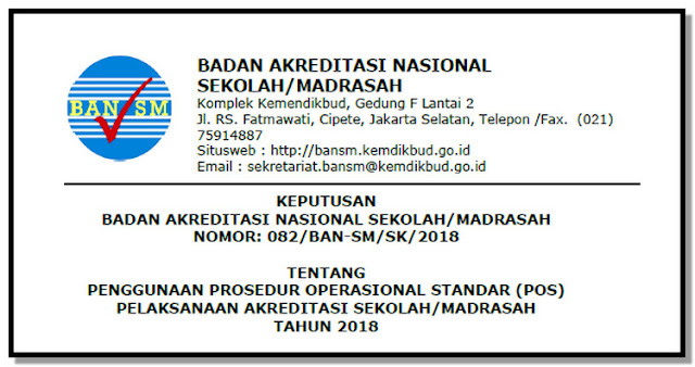 POS ( Panduan Operasional Sekolah )Akreditasi Sekolah/Madrasah Tahun 2018