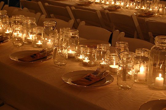 Mason Jar Candles Wedding Centerpiece Ideas