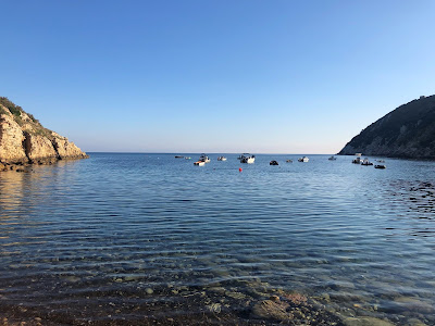 View of Nisporto with its anchored boats.