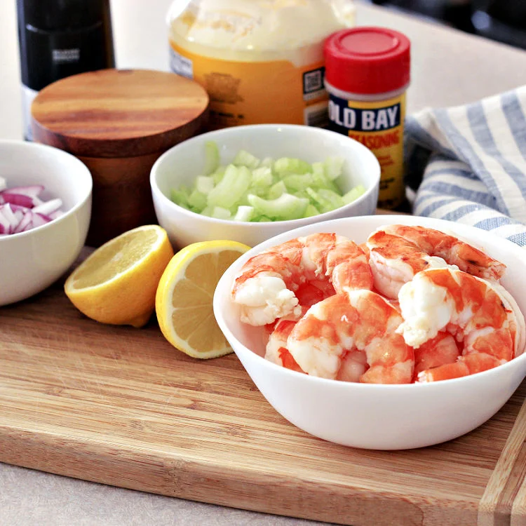 Ingredients needed for cold shrimp salad recipe