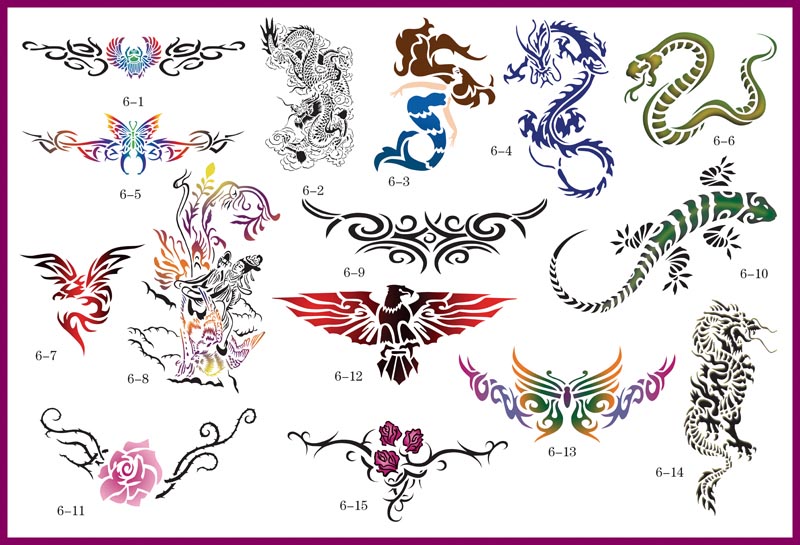 30 Large Temporary Tattoo Stencils HOLISTIC HENNA - Air Brush Tattoos 