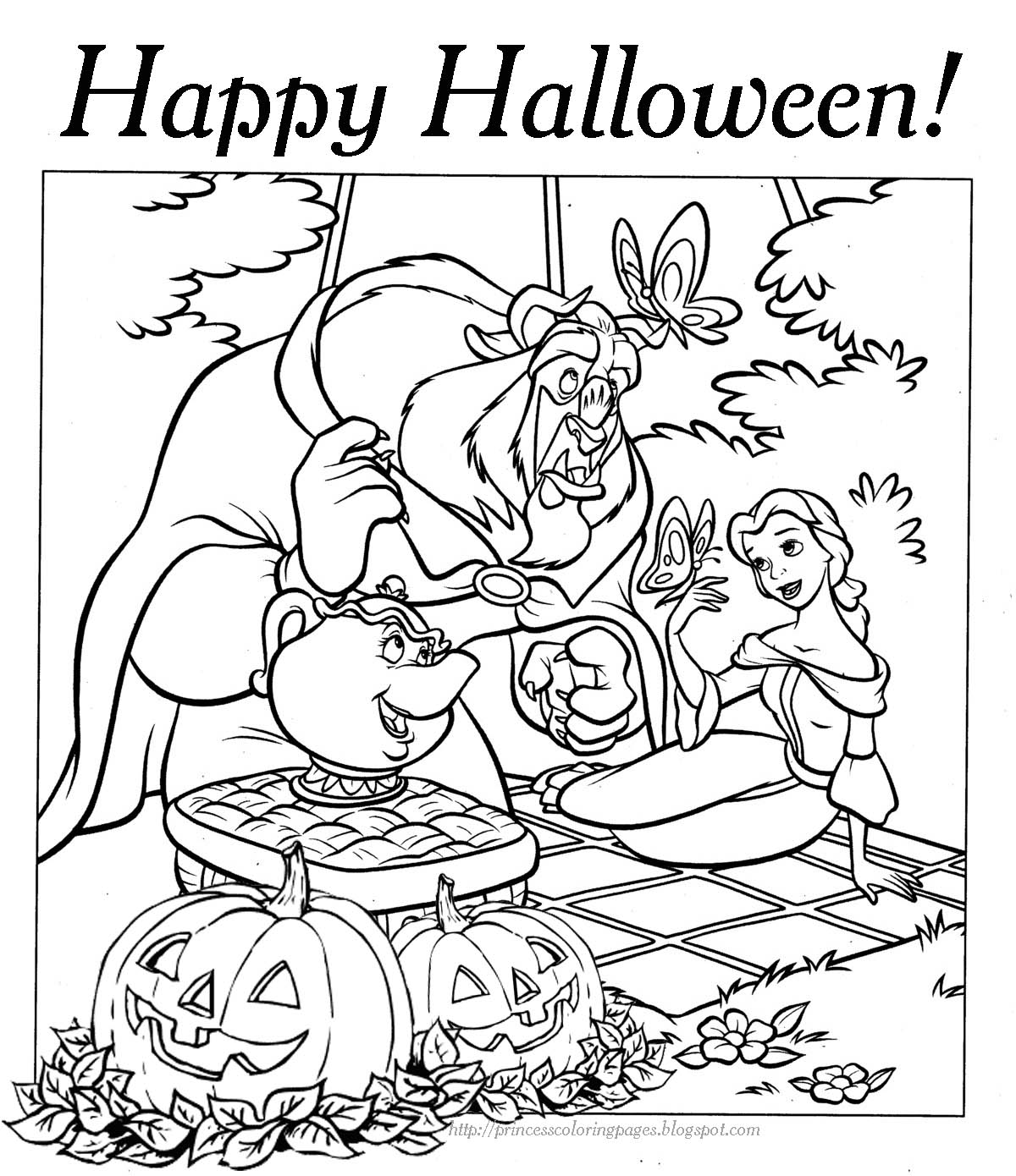 Download HALLOWEEN COLORING PAGE PRINCESS BELLE DISNEY