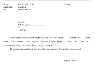 Contoh Surat Izin Rekomendasi Wisata Sekolah yang Benar