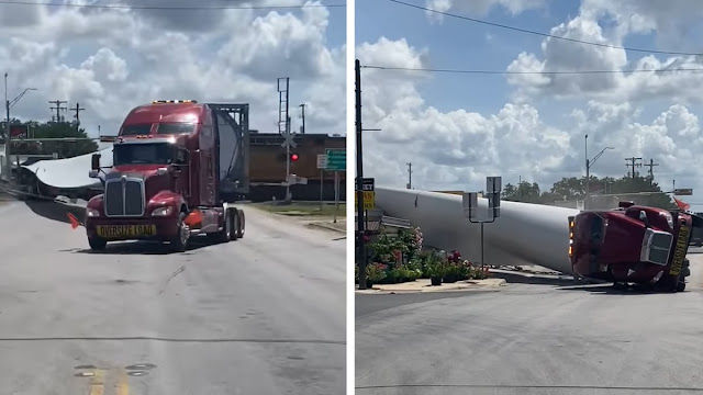 "the Video" :  shows a train crash with a truck carrying a wind turbine blade in Luling, Texas