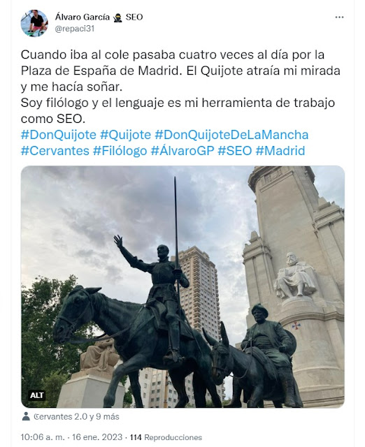 Cervantes y el Quijote - Plaza de España - Madrid - Gestas de España - SEO - Filología - Filólogo - @repaci31 - @elfancine - el troblogdita