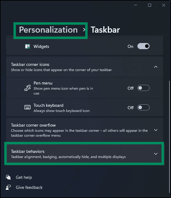 5-Personalization-Taskbar-behaviors