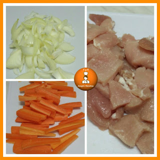 Jugoso-Al-Wok-con-lomo-de-cerdo-zanahoria-y-champiñones-preparacion