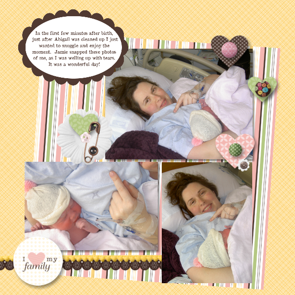 A few days ago I posted the first scrapbook layout of my new daughter 