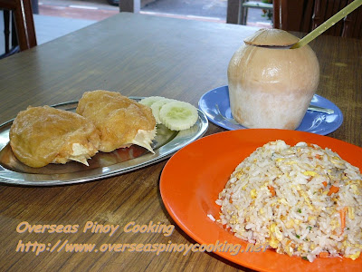 Stuffed Crab with Seafood Fried Rice and Coconut Drink