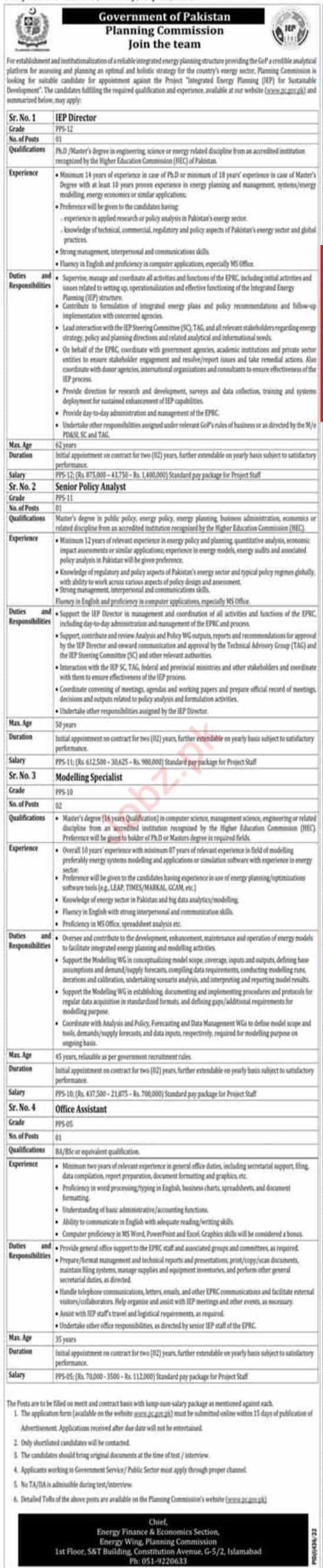 Planning Commission PC jobs 2022 – www.pc.gov.pk