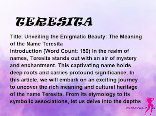 meaning of the name "TERESITA"
