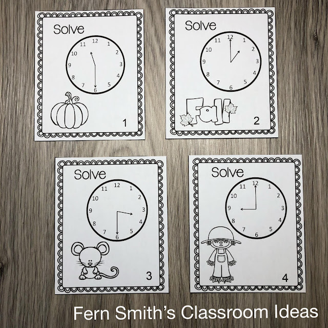 Click Here to Download This Fall Teaching Time to the Hour and Half-Hour Task Cards Freebie to Use in Your Classroom Today!