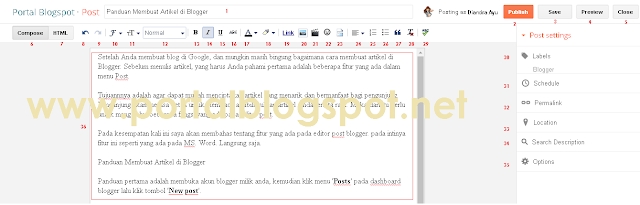 Fungsi Fitur Editor Artikel Blogger
