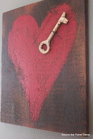 key to my heart reclaimed wood heart art http://bec4-beyondthepicketfence.blogspot.com/2014/01/key-to-my-heart-reclaimed-wood-heart-art.html