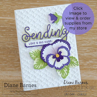 Handmade card with Stampin' Up Pansy Patch and Pansy dies, Sending Smiles bundle, stamps and dies. Card by Di Barnes - Independent Stampin Up Demonstrator in Sydney Australia - colourmehappy - stampinupcards