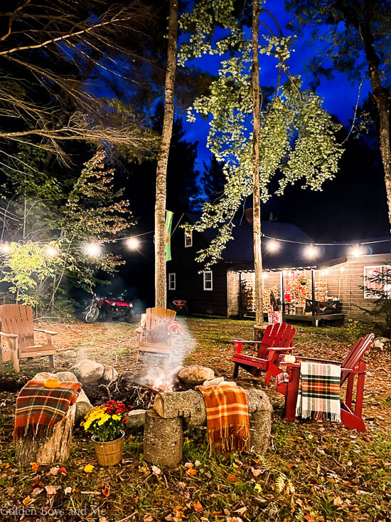 Fire pit at a cabin in the woods - www.goldenboysandme.com