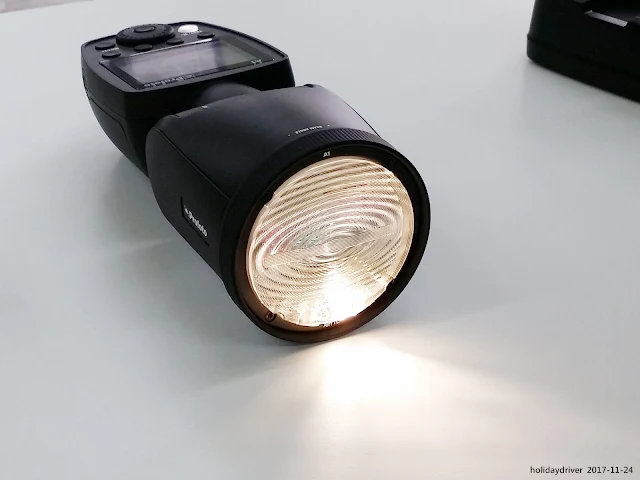 Profoto A1 modeling light at minimum brightness