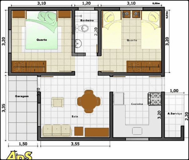 planta de casa com quartos grandes