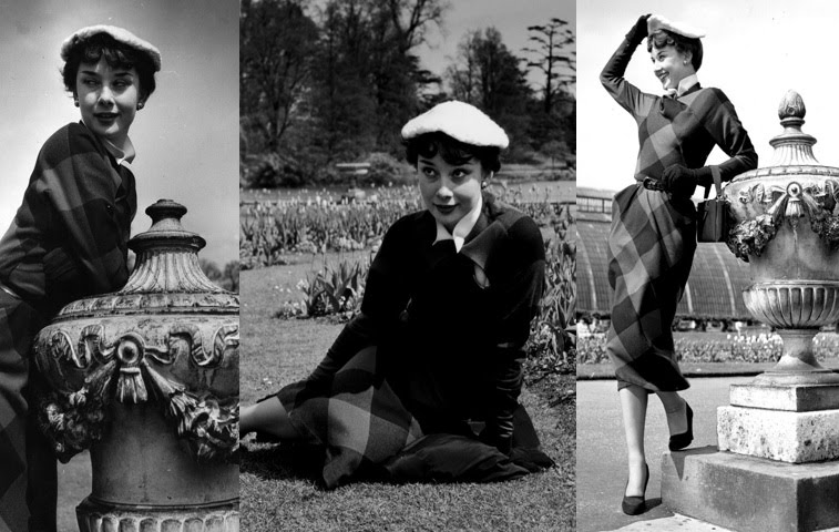 Gorgeous gamine Audrey Hepburn poses for some early fashion shots with a