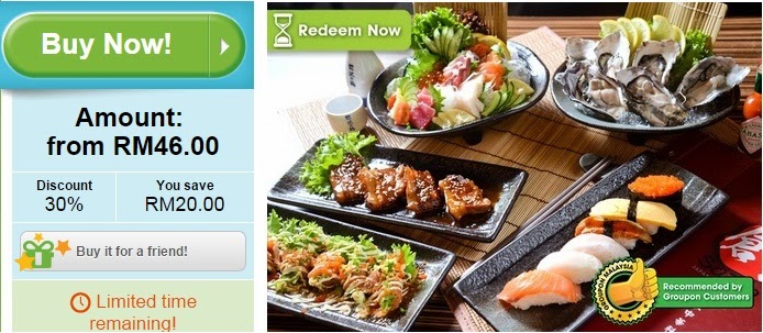 Sozo Japanese A La Carte Buffet offer at Sunway Giza Mall, KL, Groupon Offer, Japanese Buffet, Discount