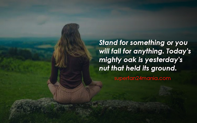Stand for something or you will fall for anything. Today's mighty oak is yesterday's nut that held its ground.