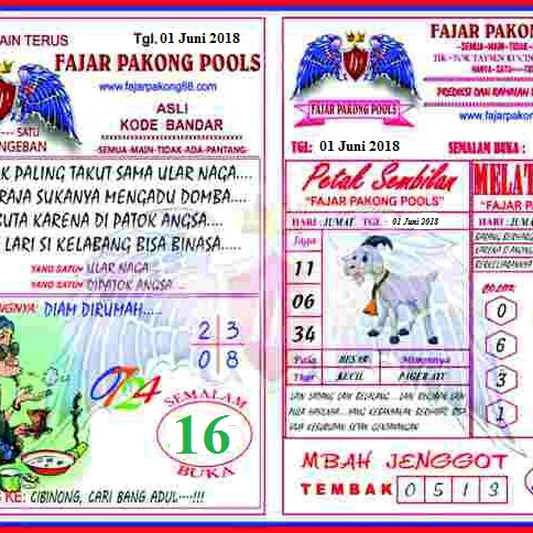 Kode Syair Fajar Pakong 02 Juni 2018