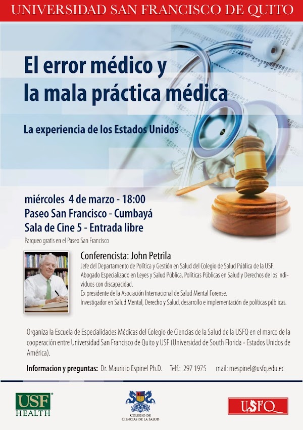 El Colegio de Ciencias de la Salud invita a la conferencia internacional: El error médico y la mala práctica médica,4 de Marzo