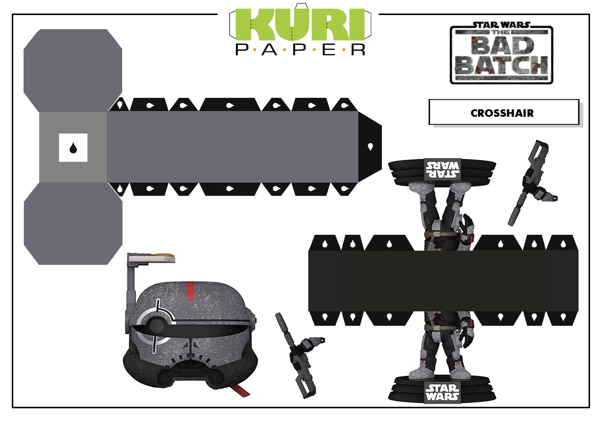 Kuri Paper - Mini Funko Crosshair The Bad Batch papercraft