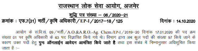 Agricultural Officer (AO)/Agricultural Research Officer (ARO) Job in Rajasthan