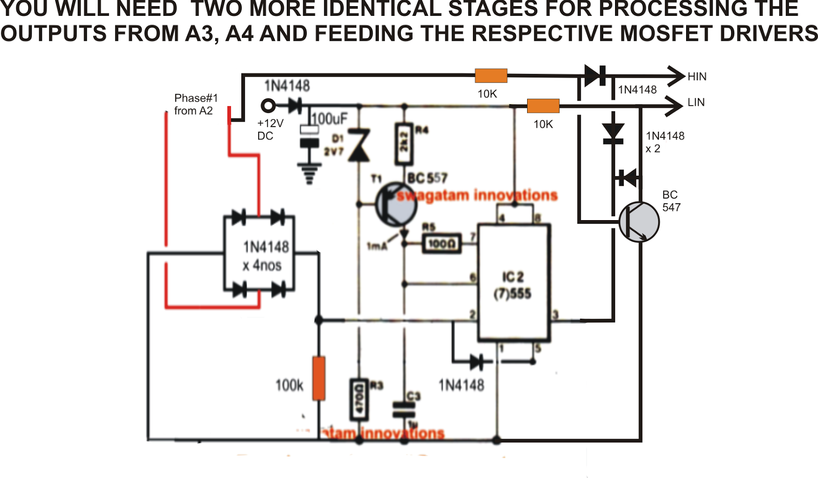 Driving Three Phase Motor on Single Phase Supply - Circuit  