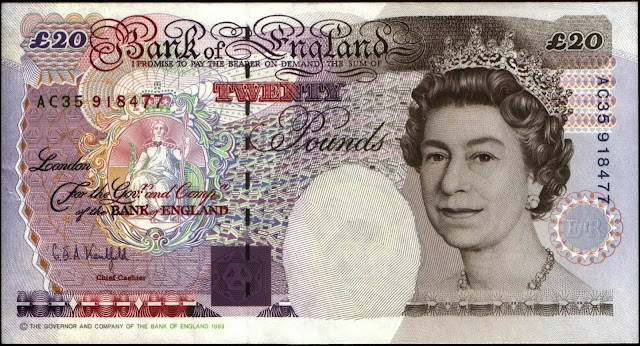 British Bank Notes‎ 20 Pound Sterling note 1993 Queen Elizabeth II