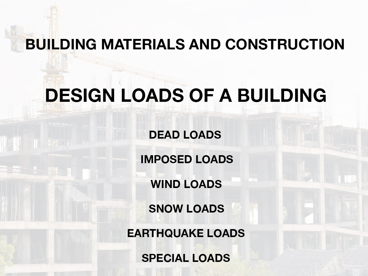 Design Loads of Building -  Building Materials and Construction - StudyCivilEngg