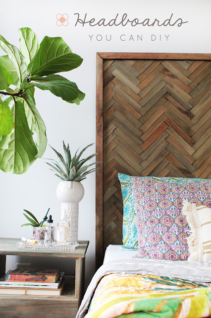 Create a herringbone wood headboard