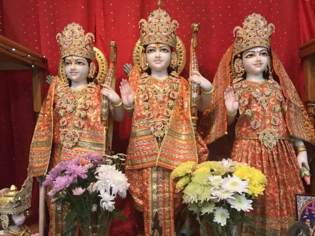 The deities of Shri Ram, Sita Devi and Lakshman in the Ipswich Hindu Mandir Picture: ELLA WILKINSON