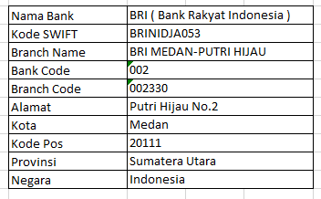 Bank BRI Kantor Cabang Medan Putri Hijau -  Alamat | Swift & Branch Code