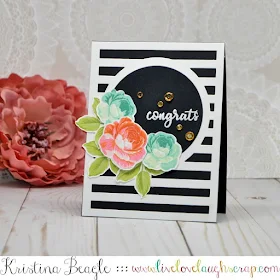 Sunny Studio Stamps: Everything's Rosy Black & White Striped Rose Card by Kristina Beagle