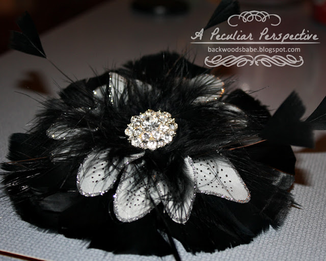 black feather rhinestone fascinator