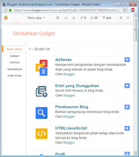 Menambahkan gadget pada halaman blog