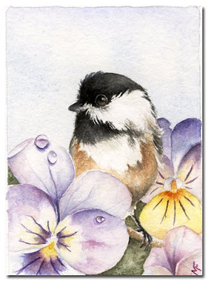 chickadee watercolour painting