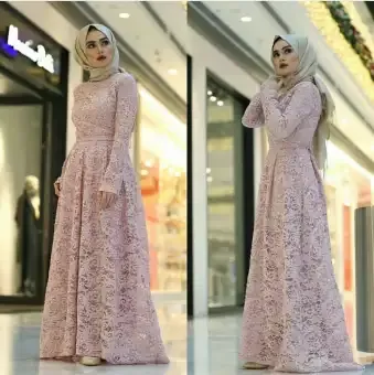 Model Baju Pesta Gamis Brokat Modern Hijabfest - Model baju gamis pesta dan lebaran