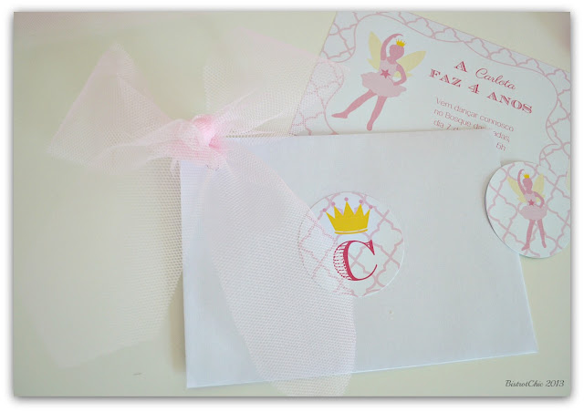 Personalised Fairy Ballerina party invitations and envelopes from BistrotChic