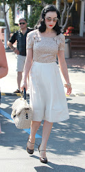 Dita Von Teese Out and About in West Hollywood, hot red lips, skirt dita von on the road